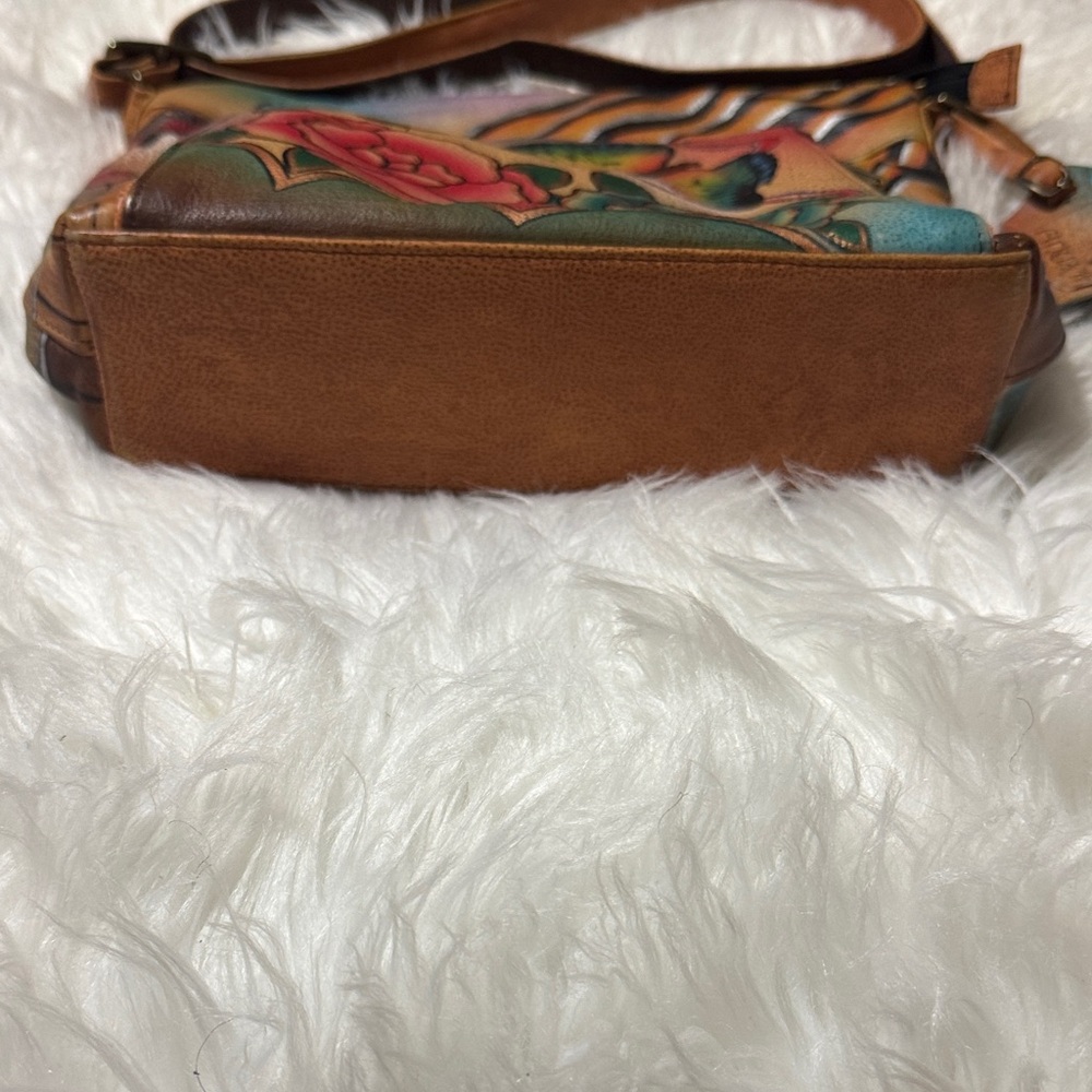 Anuschka Multicolor Leather Crossbody Bag with Floral & Butterfly Art - Picture 2 of 9